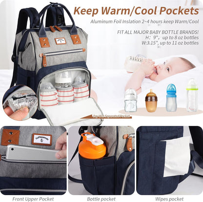 Diaper Bag Backpack: Tote Baby Bag for Boy and Girl, Large Mommy Bag Insulated Pockets Charger Holes for Men and Women, Nappy Bag for Baby Airplane Traveing Beige khaki