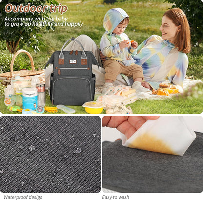 Diaper Bag Backpack: Tote Baby Bag for Boy and Girl, Large Mommy Bag Insulated Pockets Charger Holes for Men and Women, Nappy Bag for Baby Airplane Traveing Beige khaki