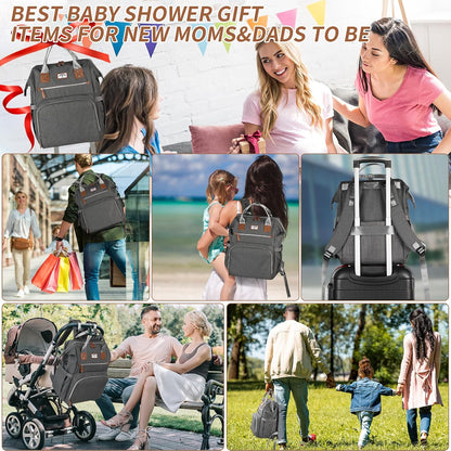 Diaper Bag Backpack: Tote Baby Bag for Boy and Girl, Large Mommy Bag Insulated Pockets Charger Holes for Men and Women, Nappy Bag for Baby Airplane Traveing Beige khaki