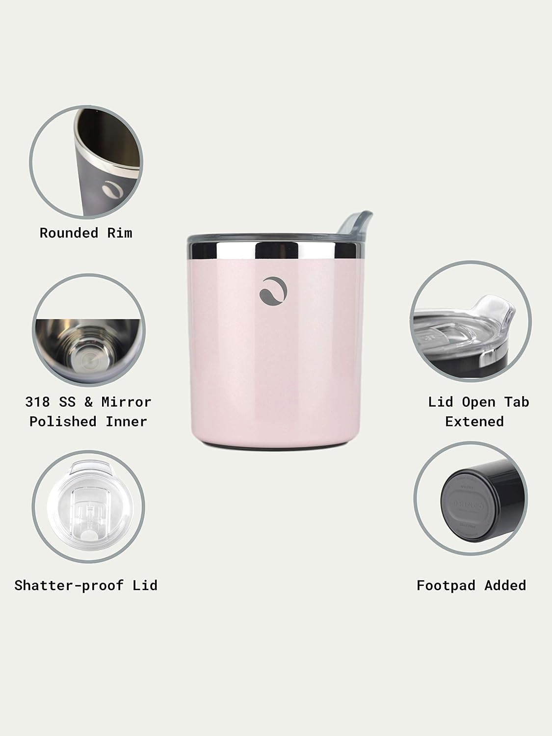 20oz Stainless Steel Tumbler, Vacuum Insulated Tumbler Pint Glass Beer Mug with Built-in Bottle Opener, THOR (20oz Beer Tumbler, Pale Pink)