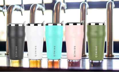 20oz Stainless Steel Tumbler, Vacuum Insulated Tumbler Pint Glass Beer Mug with Built-in Bottle Opener, THOR (20oz Beer Tumbler, Pale Pink)