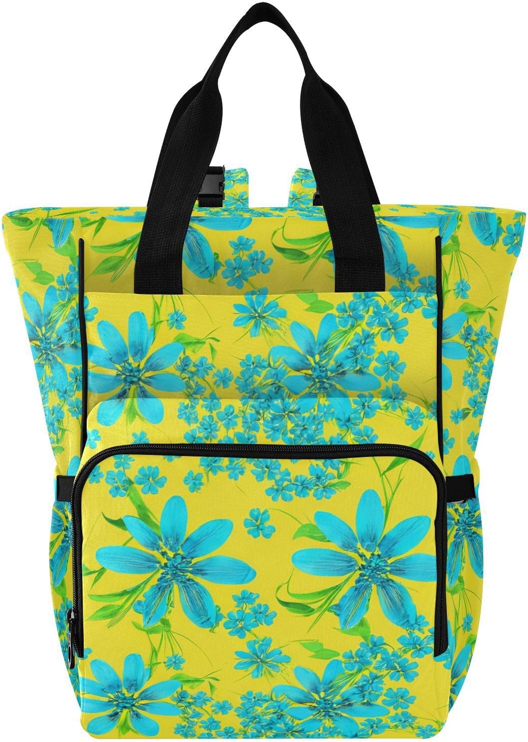 Diaper Bag Backpack, Multifunction Travel Bag for Moms Dads, Baby Changing Bag with Insulted Pockets, Stroller Straps and Side Bottle Pockets Sunny Bluebell Pattern