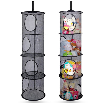 Hanging Stuffed Animals Storage, 2 Pack Mesh Plush Storage, 3-Tier
