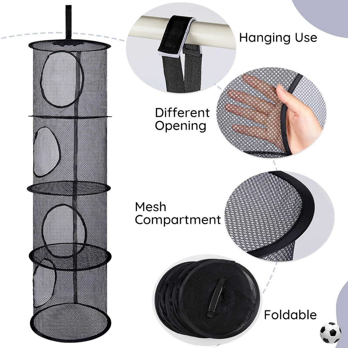 Hanging Stuffed Animals Storage, 2 Pack Mesh Plush Storage, 3-Tier