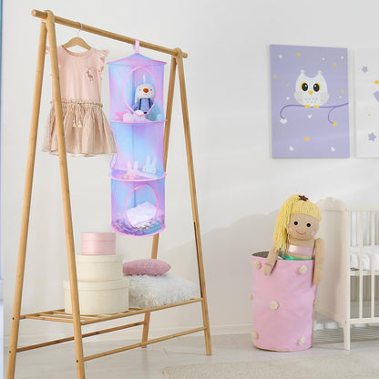 Hanging Stuffed Animals Storage, 2 Pack Mesh Plush Storage, 3-Tier