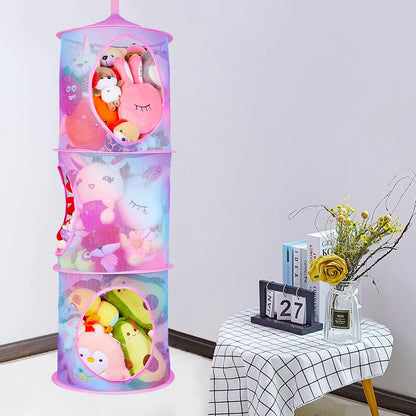 Hanging Stuffed Animals Storage, 2 Pack Mesh Plush Storage, 3-Tier