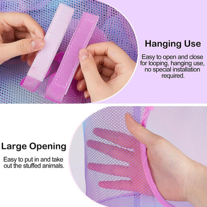 Hanging Stuffed Animals Storage, 2 Pack Mesh Plush Storage, 3-Tier