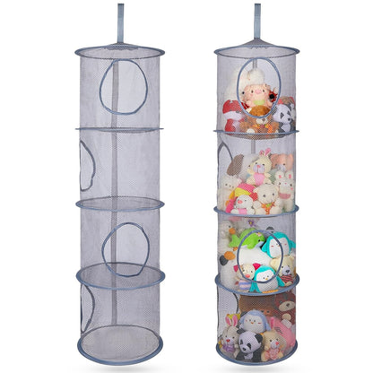 Hanging Stuffed Animals Storage, 2 Pack Mesh Plush Storage, 3-Tier
