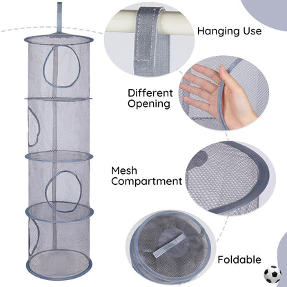 Hanging Stuffed Animals Storage, 2 Pack Mesh Plush Storage, 3-Tier