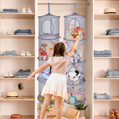 Hanging Stuffed Animals Storage, 2 Pack Mesh Plush Storage, 3-Tier