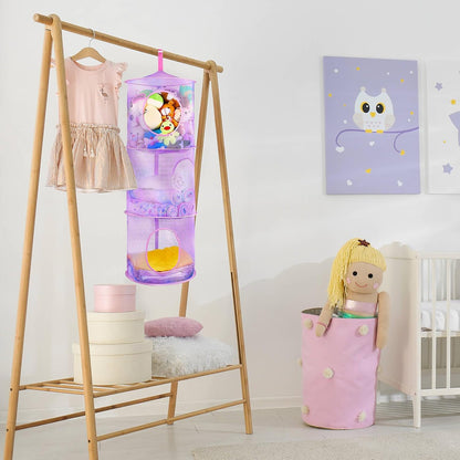 Hanging Stuffed Animals Storage, 2 Pack Mesh Plush Storage, 3-Tier