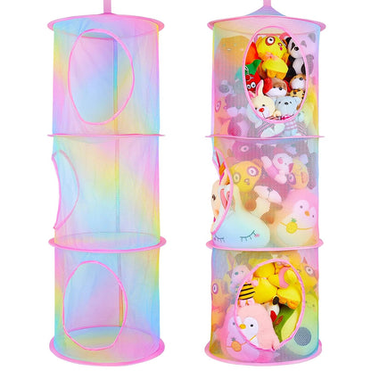Hanging Stuffed Animals Storage, 2 Pack Mesh Plush Storage, 3-Tier