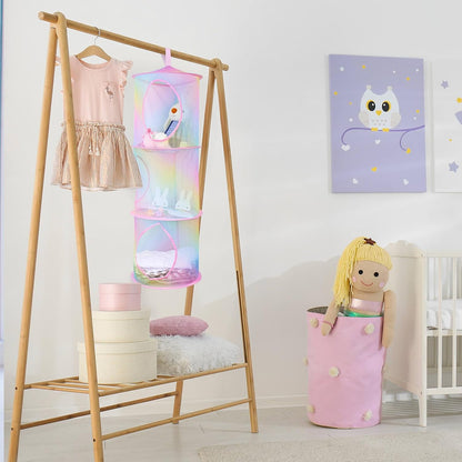 Hanging Stuffed Animals Storage, 2 Pack Mesh Plush Storage, 3-Tier