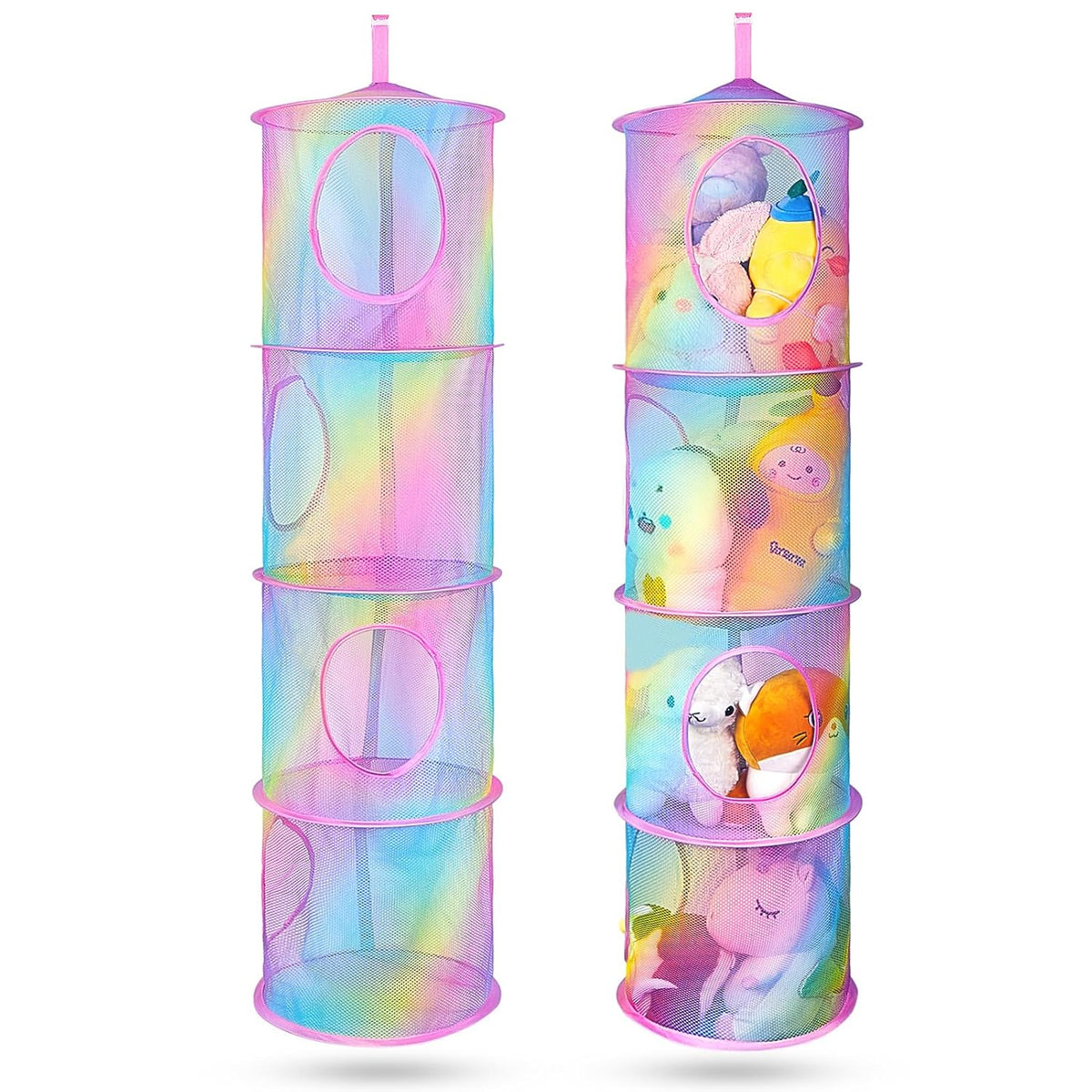 Hanging Stuffed Animals Storage, 2 Pack Mesh Plush Storage, 3-Tier