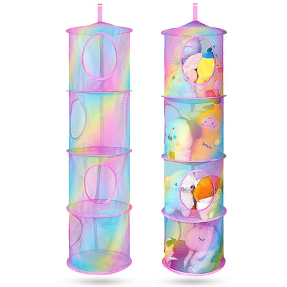 Hanging Stuffed Animals Storage, 2 Pack Mesh Plush Storage, 3-Tier