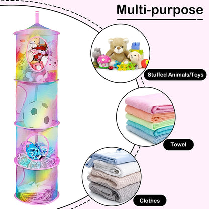 Hanging Stuffed Animals Storage, 2 Pack Mesh Plush Storage, 3-Tier