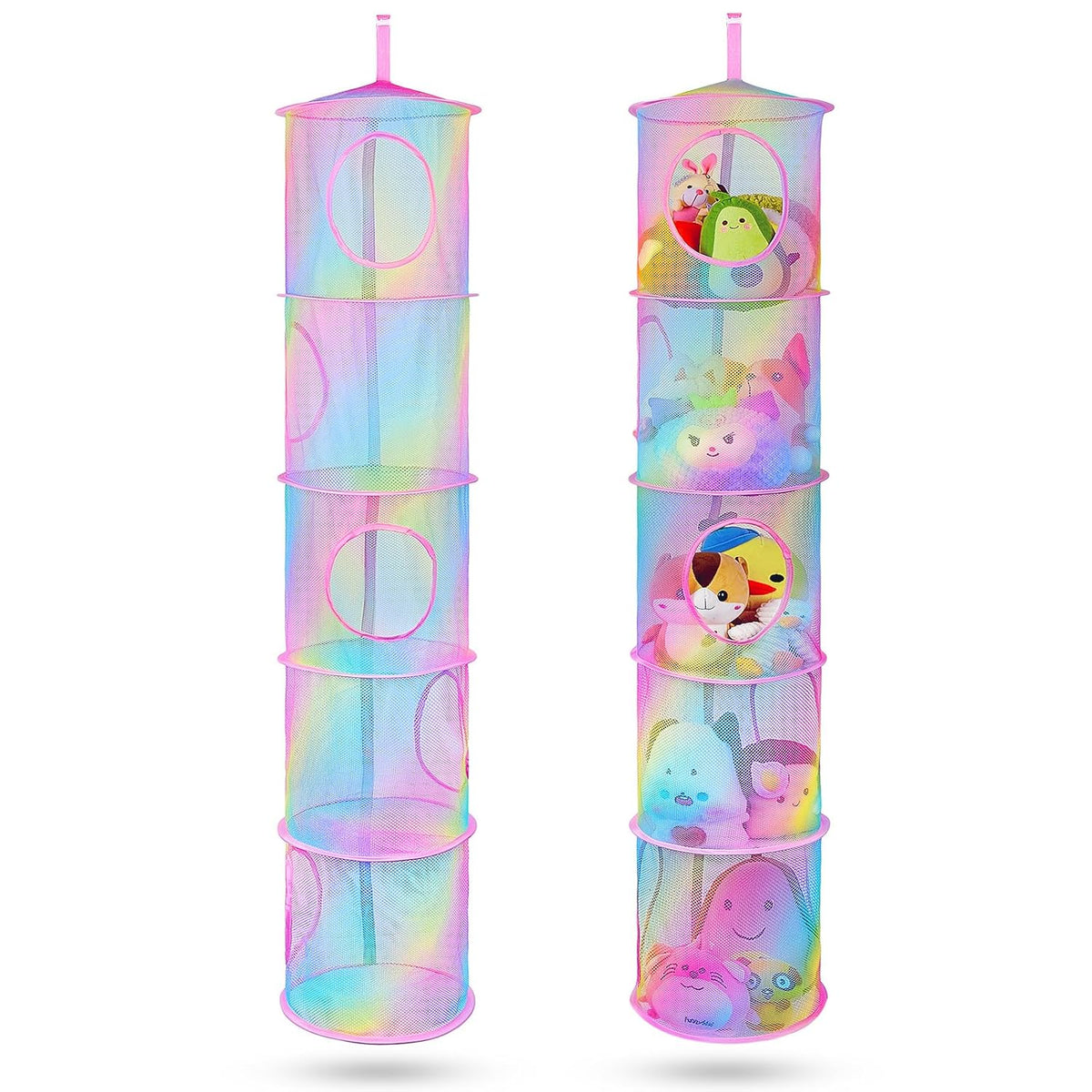 Hanging Stuffed Animals Storage, 2 Pack Mesh Plush Storage, 3-Tier