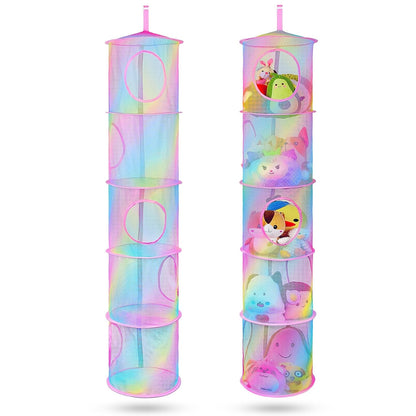 Hanging Stuffed Animals Storage, 2 Pack Mesh Plush Storage, 3-Tier