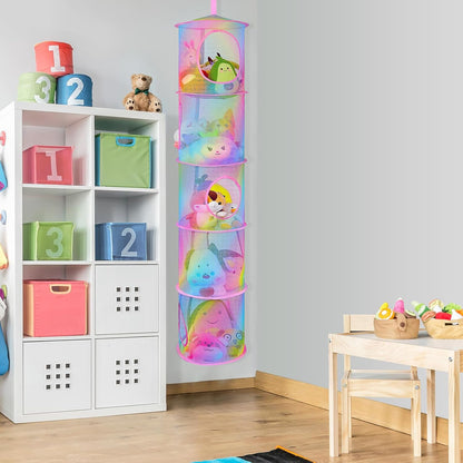 Hanging Stuffed Animals Storage, 2 Pack Mesh Plush Storage, 3-Tier