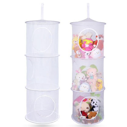 Hanging Stuffed Animals Storage, 2 Pack Mesh Plush Storage, 3-Tier