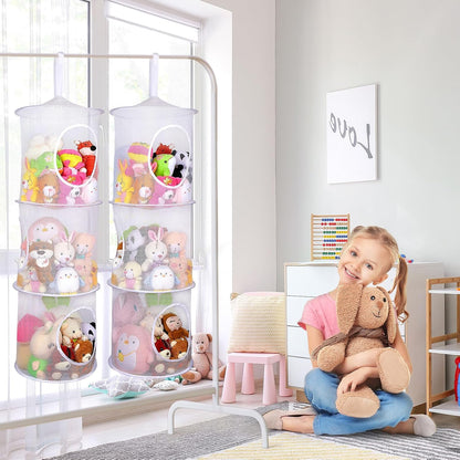 Hanging Stuffed Animals Storage, 2 Pack Mesh Plush Storage, 3-Tier