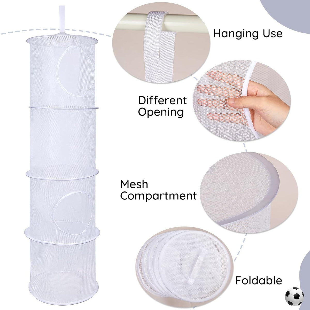 Hanging Stuffed Animals Storage, 2 Pack Mesh Plush Storage, 3-Tier