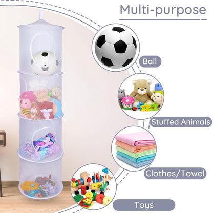 Hanging Stuffed Animals Storage, 2 Pack Mesh Plush Storage, 3-Tier