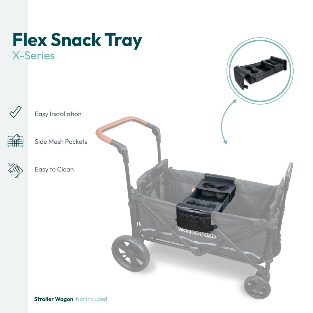 X Series Snack Tray for X4 Stroller Wagon with Flip-Out Cup Holders to Maximize Space, Easy Install (X4 Wagon Stroller Compatible ONLY)