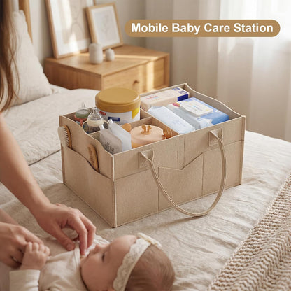 3 Tier Baby Diaper Caddy Organizer Cart with Detachable Dividers and Wheels