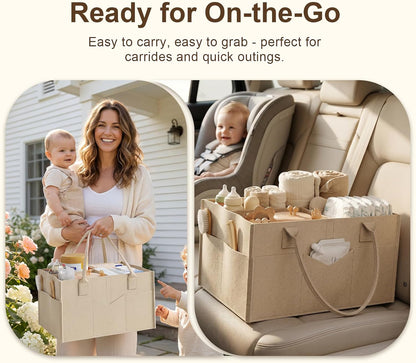 3 Tier Baby Diaper Caddy Organizer Cart with Detachable Dividers and Wheels