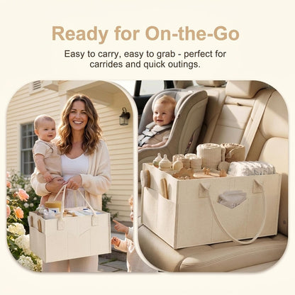 3 Tier Baby Diaper Caddy Organizer Cart with Detachable Dividers and Wheels