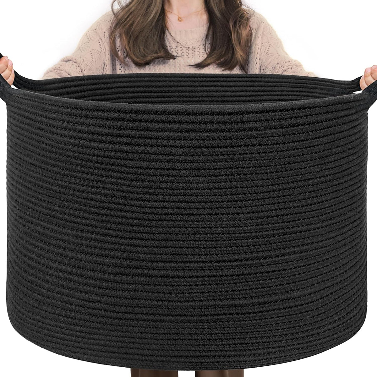 XXXLarge Woven Rope Blanket Basket Living Room Pink, 90L