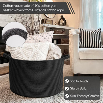 XXXLarge Woven Rope Blanket Basket Living Room Pink, 90L