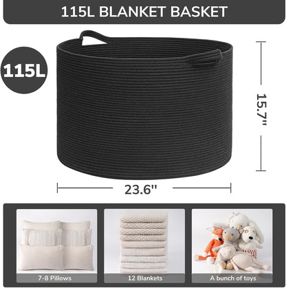 XXXLarge Woven Rope Blanket Basket Living Room Pink, 90L