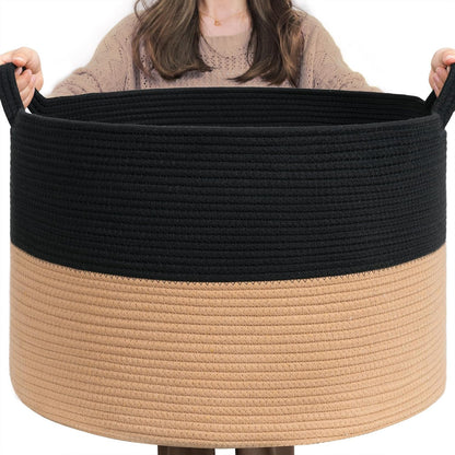XXXLarge Woven Rope Blanket Basket Living Room Pink, 90L