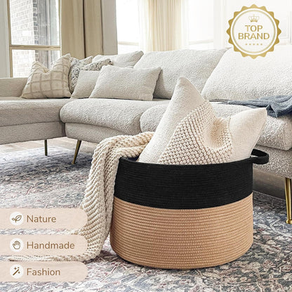 XXXLarge Woven Rope Blanket Basket Living Room Pink, 90L