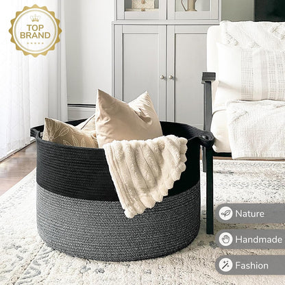 XXXLarge Woven Rope Blanket Basket Living Room Pink, 90L