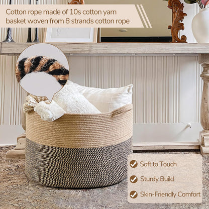 XXXLarge Woven Rope Blanket Basket Living Room Pink, 90L