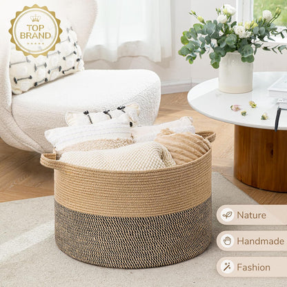 XXXLarge Woven Rope Blanket Basket Living Room Pink, 90L