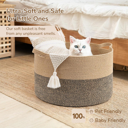 XXXLarge Woven Rope Blanket Basket Living Room Pink, 90L