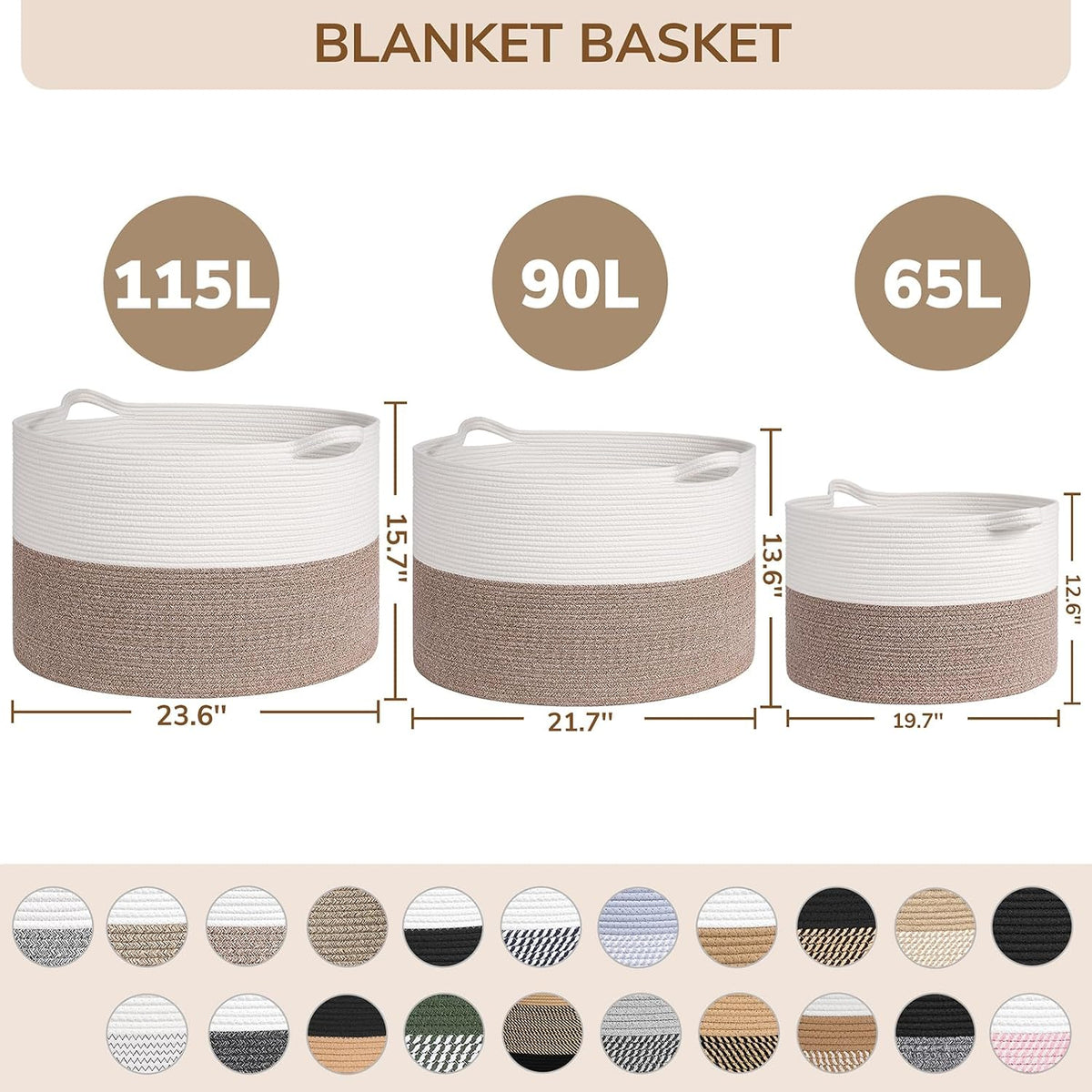 XXXLarge Woven Rope Blanket Basket Living Room Pink, 90L