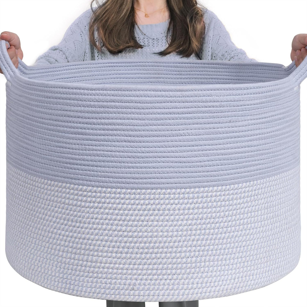 XXXLarge Woven Rope Blanket Basket Living Room Pink, 90L