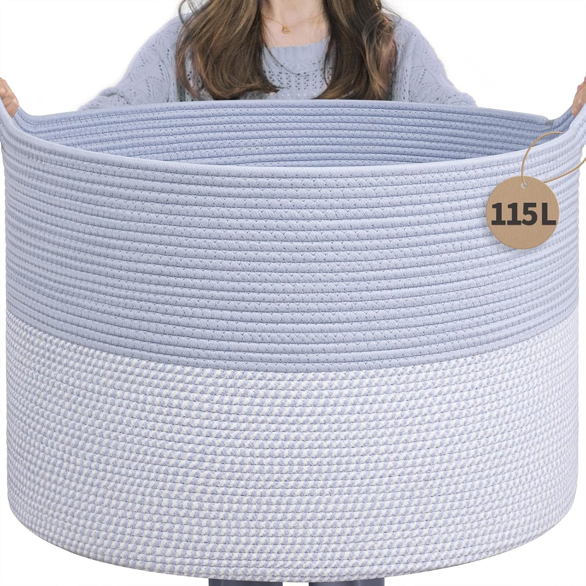 XXXLarge Woven Rope Blanket Basket Living Room Pink, 90L