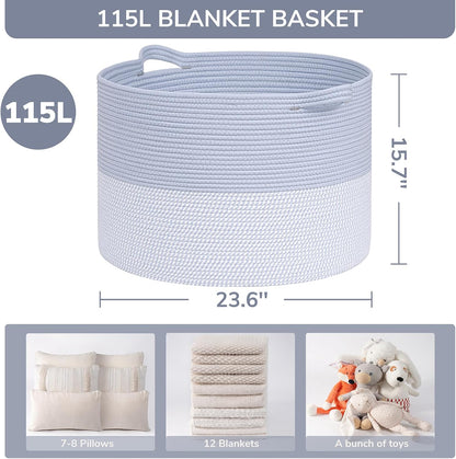 XXXLarge Woven Rope Blanket Basket Living Room Pink, 90L