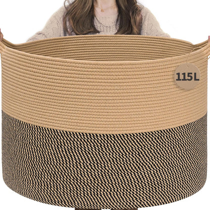 XXXLarge Woven Rope Blanket Basket Living Room Pink, 90L