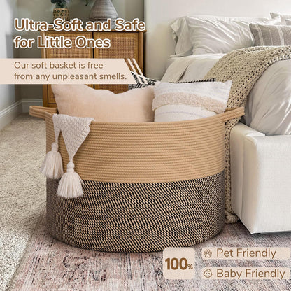 XXXLarge Woven Rope Blanket Basket Living Room Pink, 90L