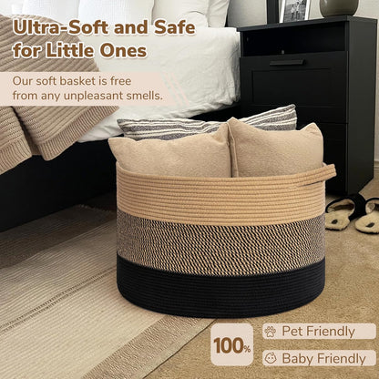 XXXLarge Woven Rope Blanket Basket Living Room Pink, 90L