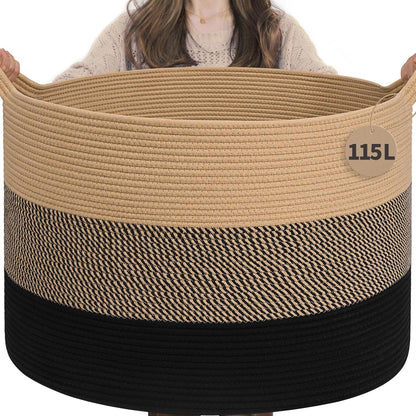 XXXLarge Woven Rope Blanket Basket Living Room Pink, 90L