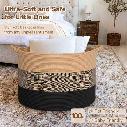 XXXLarge Woven Rope Blanket Basket Living Room Pink, 90L