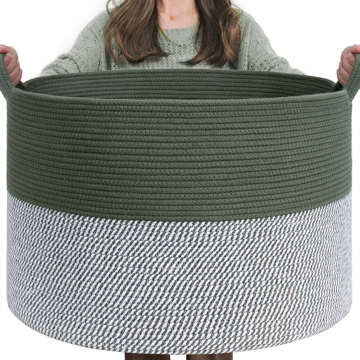 XXXLarge Woven Rope Blanket Basket Living Room Pink, 90L